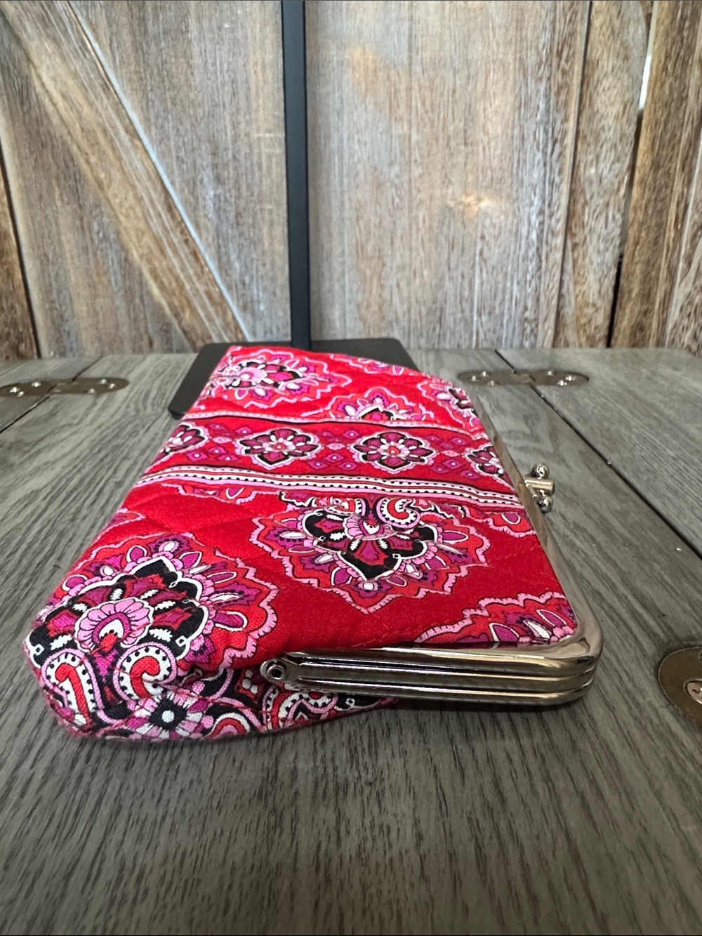 Vera Bradley Frankly Scarlet Quilted Wallet with Silver Kiss Lock - Picture 6 of 12